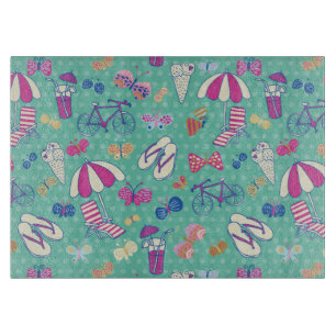 Beautiful Pattern With Summer Elements Cutting Board
