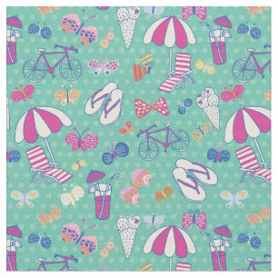 Beautiful Pattern With Summer Elements Fabric