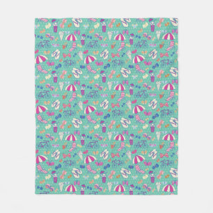 Beautiful Pattern With Summer Elements Fleece Blanket