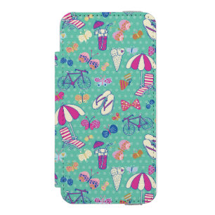 Beautiful Pattern With Summer Elements Incipio Watson™ iPhone 5 Wallet Case
