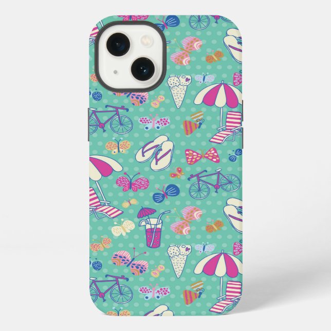Beautiful Pattern With Summer Elements iPhone Case (Back)