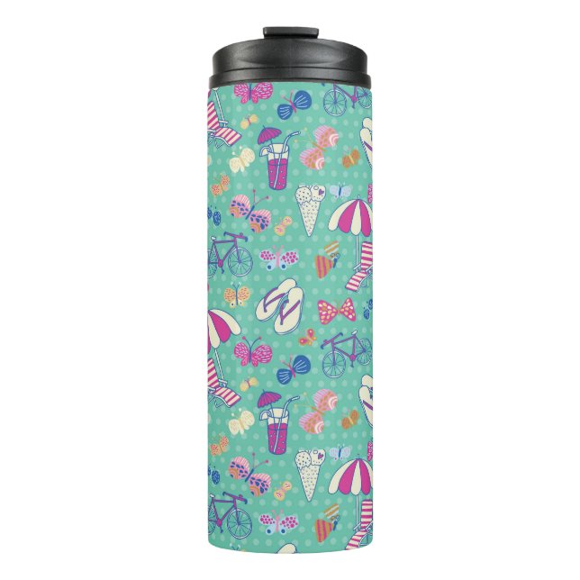 Beautiful Pattern With Summer Elements Thermal Tumbler (Front)