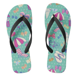 Beautiful Pattern With Summer Elements Thongs