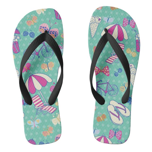 Beautiful Pattern With Summer Elements Thongs (Footbed)