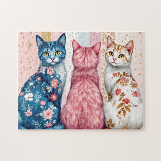 Beautiful Patterned Cats Jigsaw Puzzle (Horizontal)