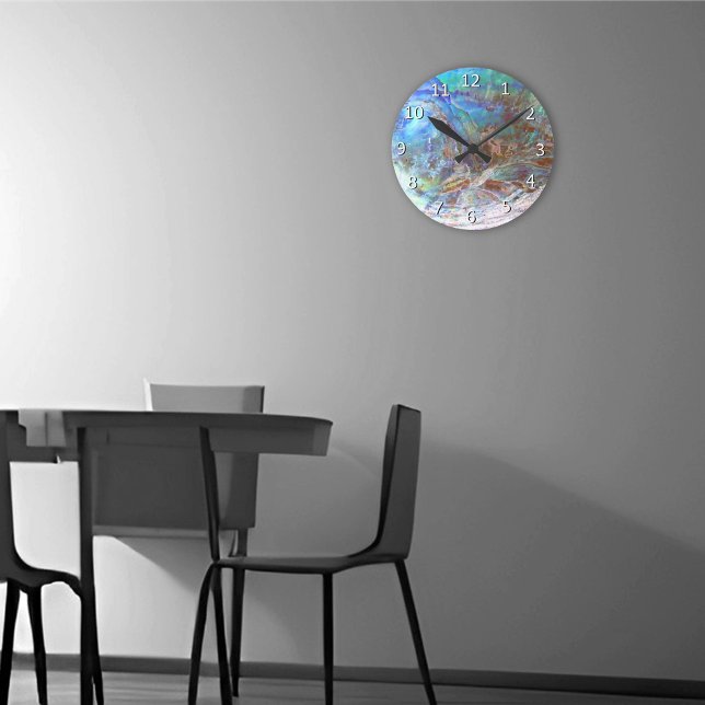 Beautiful Paua Black Abalone New Zealand & Numbers Round Clock (Creator Uploaded)