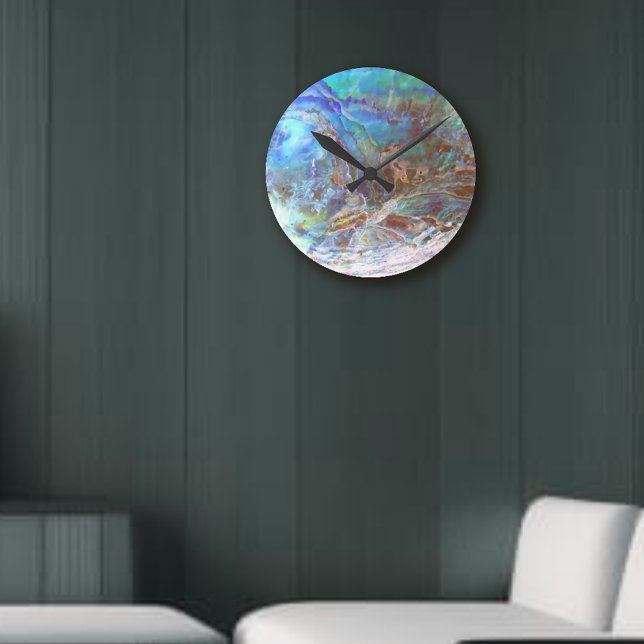 Beautiful Paua Black Abalone New Zealand Shell Round Clock (Creator Uploaded)