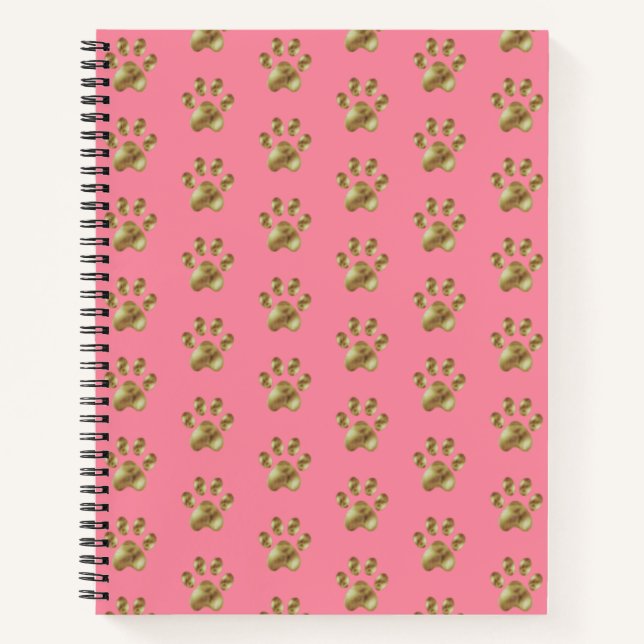 Beautiful Paw Pattern on Pink Notebook (Front)