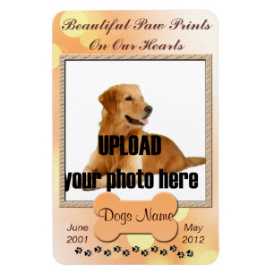 Beautiful Paw Prints on Our Hearts Dog Memorial Magnet