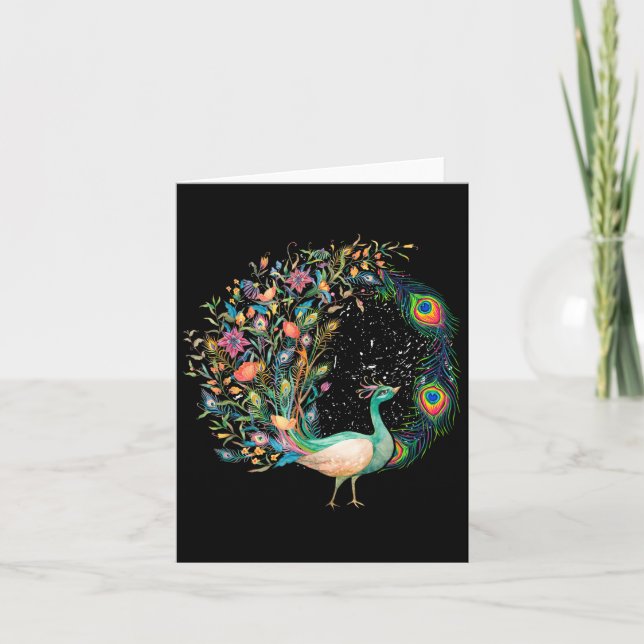 Beautiful Pea _ Colourful Bird _ Pea Feathers  Card (Front)