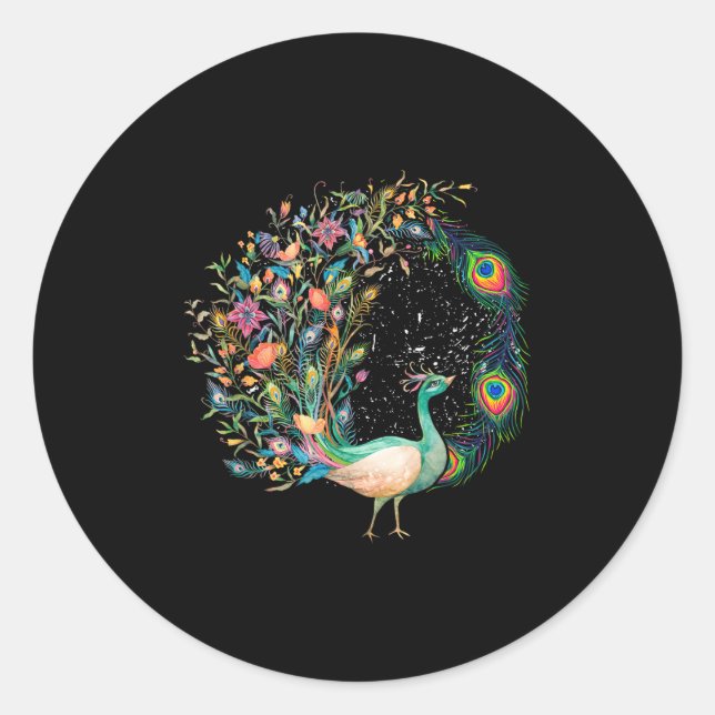 Beautiful Pea _ Colourful Bird _ Pea Feathers  Classic Round Sticker (Front)