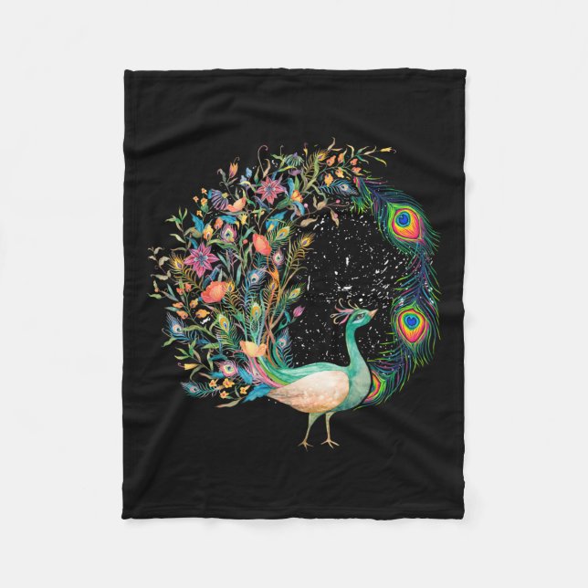 Beautiful Pea _ Colourful Bird _ Pea Feathers  Fleece Blanket (Front)