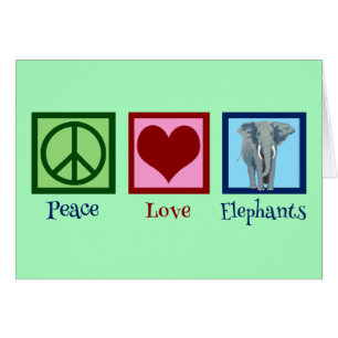Beautiful Peace Love Elephants Card