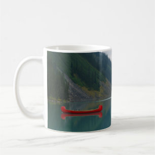Beautiful Peaceful Lake Red Canoe Boat Coffee Mug