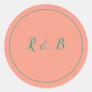 Beautiful Peach and Teal  Classic Round Sticker