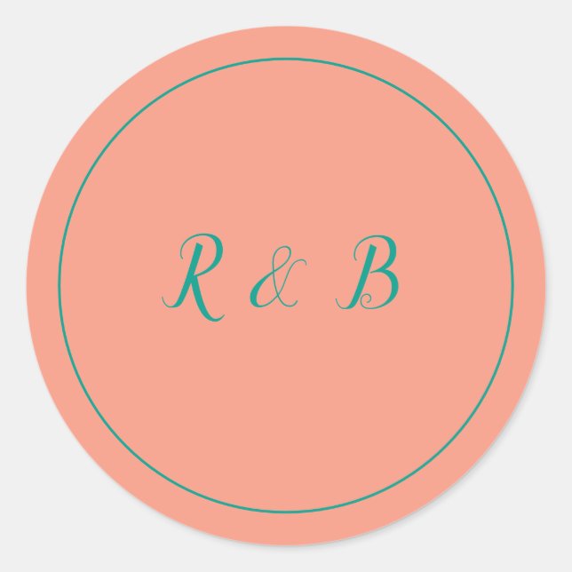 Beautiful Peach and Teal  Classic Round Sticker (Front)