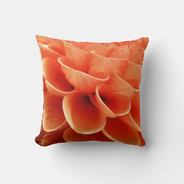 Beautiful Peach Coloured Dahlia Flower Petals Cushion (Front)