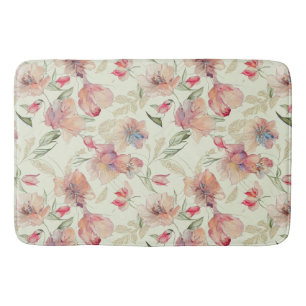 Beautiful Peach Floral   Bath Mat
