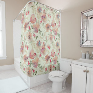 Beautiful Peach Floral  Shower Curtain