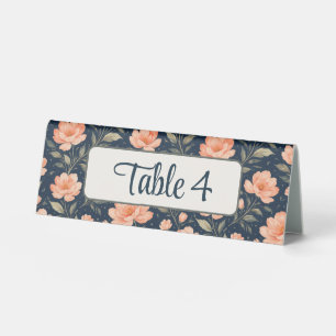 Beautiful Peach Flower Blossoms on Navy Blue