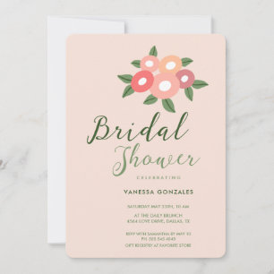 Beautiful Peach Modern Bridal Shower Invitation