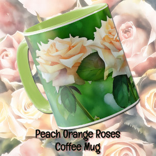 Beautiful Peach Orange Roses Art Mug Cup