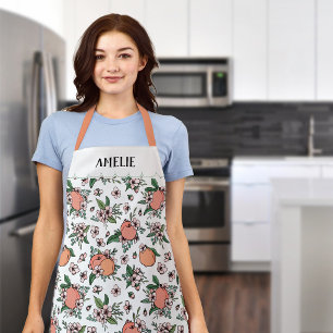 Beautiful Peach Pattern With Your Name Apron