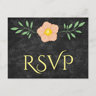 Beautiful Peach Yellow and Green Floral rsvp Invitation Postcard