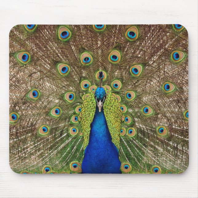 Beautiful peacock and feathers print mousepad (Front)