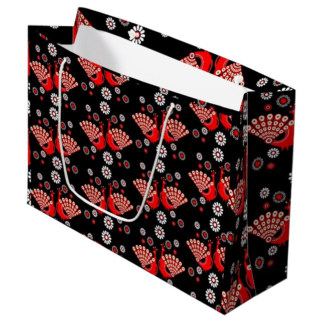 Beautiful Peacock Art  Large Gift Bag (Front Angled)