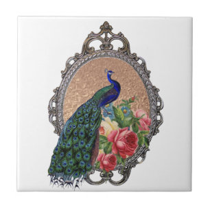 Beautiful peacock art, personalised ceramic tile