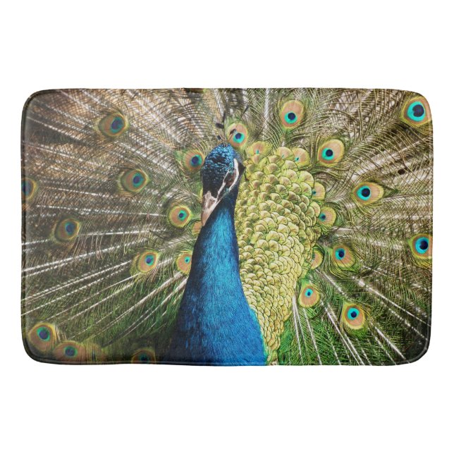 Beautiful Peacock Bath Mat (Front)