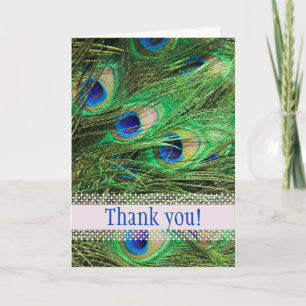 Beautiful Peacock Customisable Thank You Card