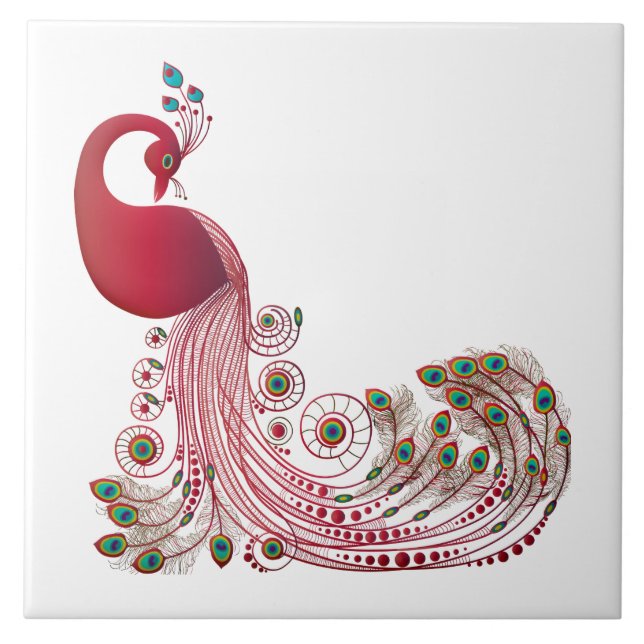 Beautiful Peacock Design Ceramic Tile (Front)
