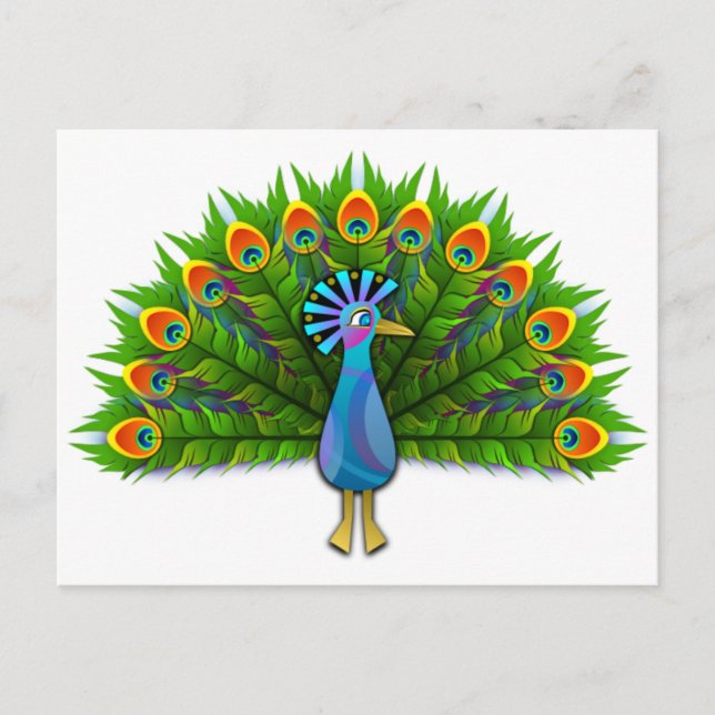 Beautiful Peacock Displaying Plumage Postcard (Front)
