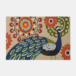 Beautiful Peacock Doormat, Vintage Peacock Mat
