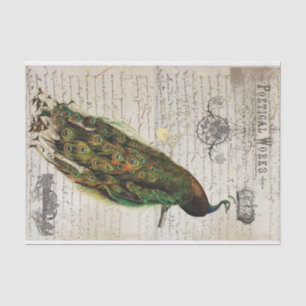 Beautiful Peacock Ephemera Collage Tissue Paper