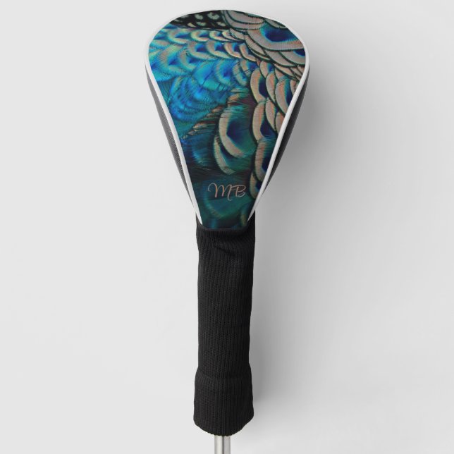 Beautiful Peacock Feather Eye Plumes Cluster    Golf Head Cover (Front)