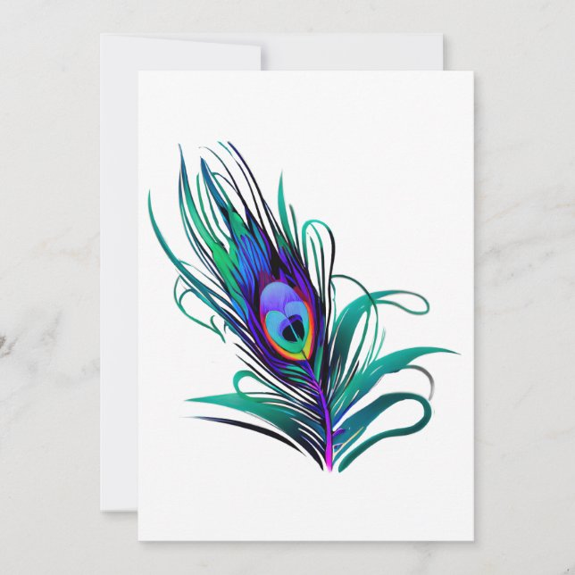 Beautiful Peacock Feather Holiday Card (Front)