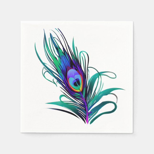 Beautiful Peacock Feather Napkin (Front)