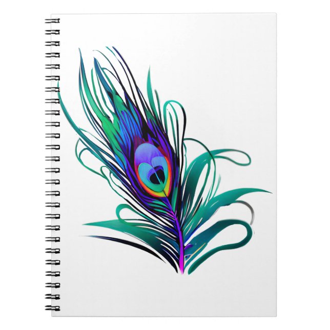Beautiful Peacock Feather Notebook (Front)