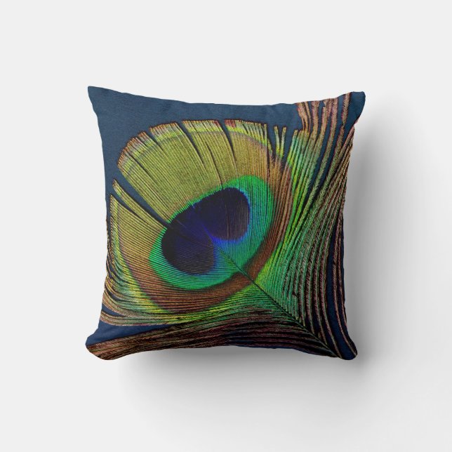 beautiful peacock feather original  photo art cushion (Front)