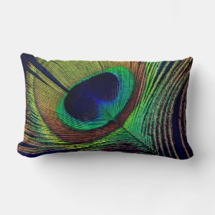 beautiful peacock feather original  photo art lumbar cushion