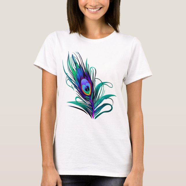 Beautiful Peacock Feather T-Shirt (Front)