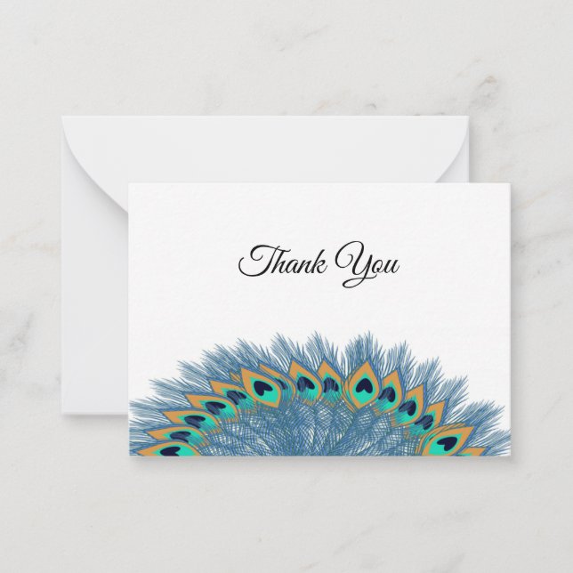 Beautiful Peacock Feather Thank You Card (Front)