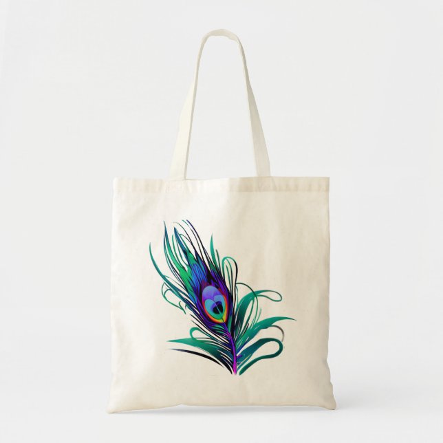 Beautiful Peacock Feather Tote Bag (Front)
