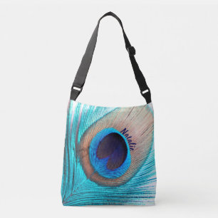Beautiful Peacock Feather with Name    Crossbody Bag