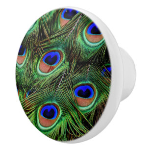Beautiful Peacock Feathers Ceramic Knob