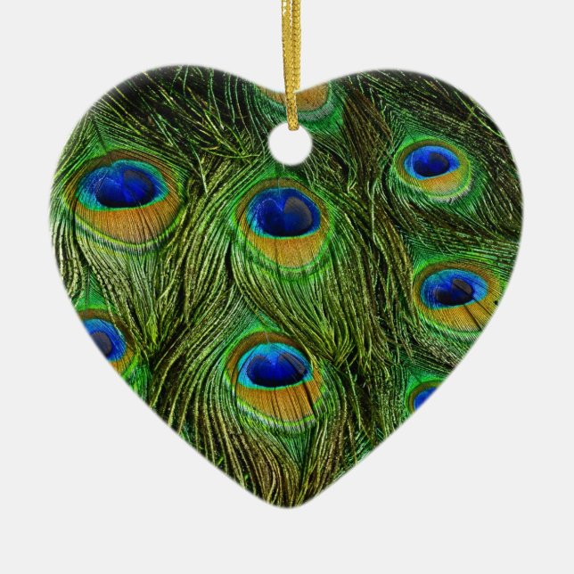 Beautiful Peacock Feathers Ceramic Tree Decoration (Front)