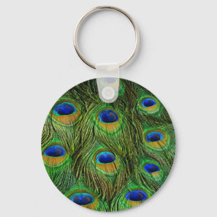 Beautiful Peacock Feathers Key Ring